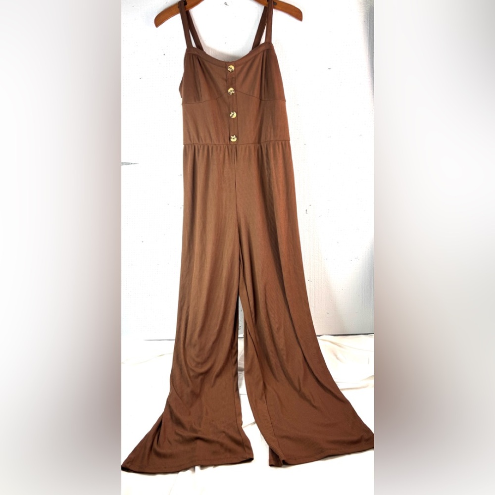 No Boundaries XXL Ribbed Gingerbread Brown Stretch Jumpsuit - Picture 9 of 9